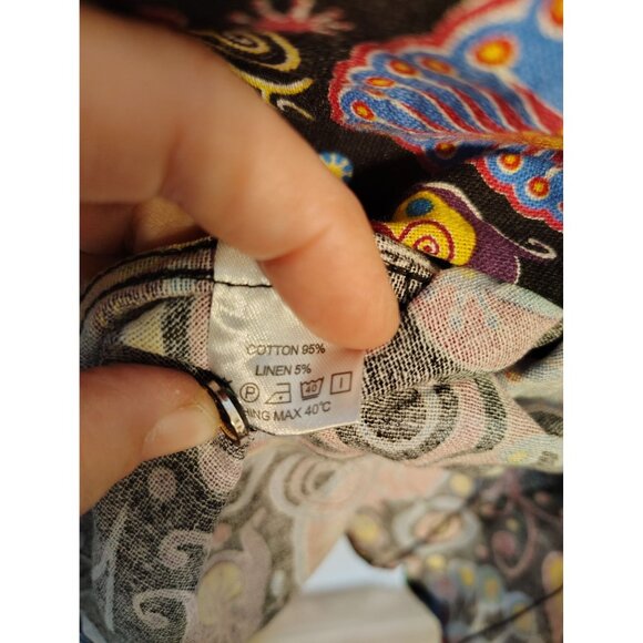 NWT Parklees XL Retro Circle Abstract Print Shirt, Button, Cotton Linen Blend - Picture 5 of 6